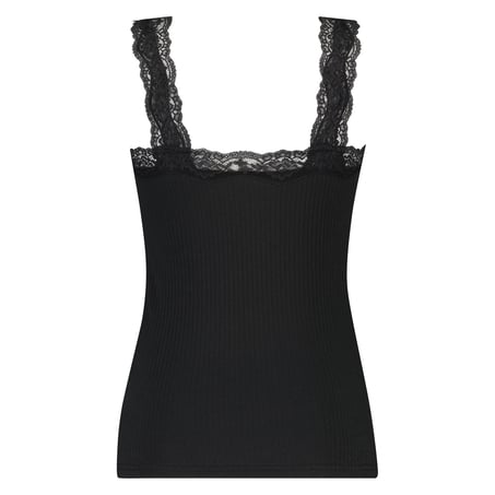 Camisole dentelle Top Rib, Noir
