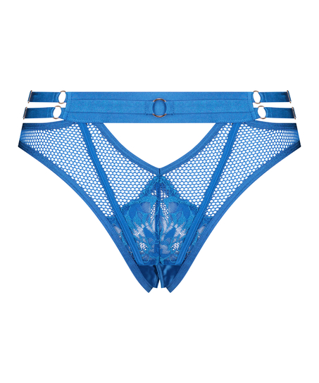 Brazilian met open kruis Pleasure, Blauw