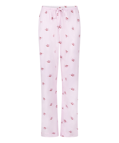 Geweven broek met Kersenprint, Roze