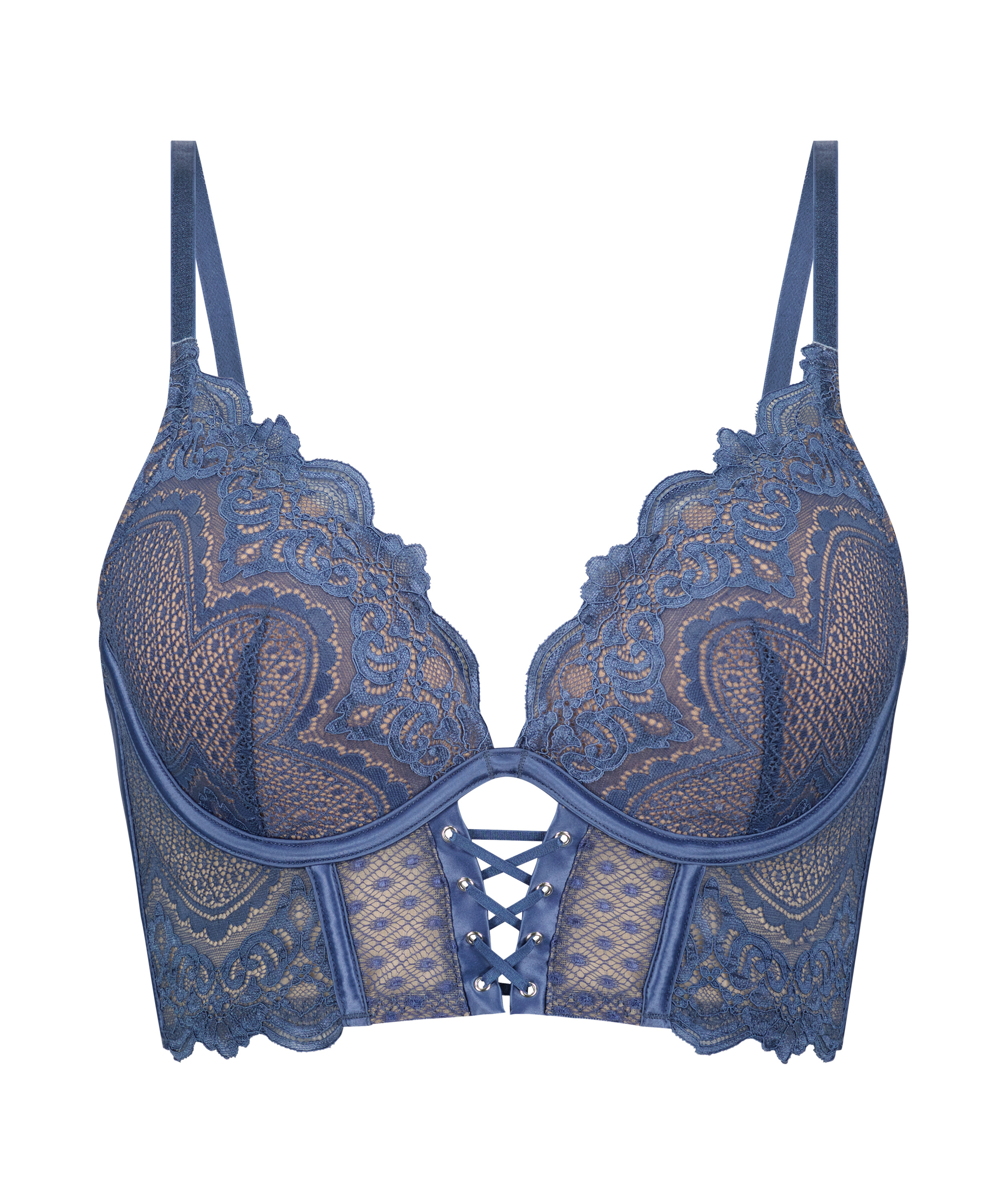 Voorgevormde push-up longline beugel bh Lotta, Blauw, main