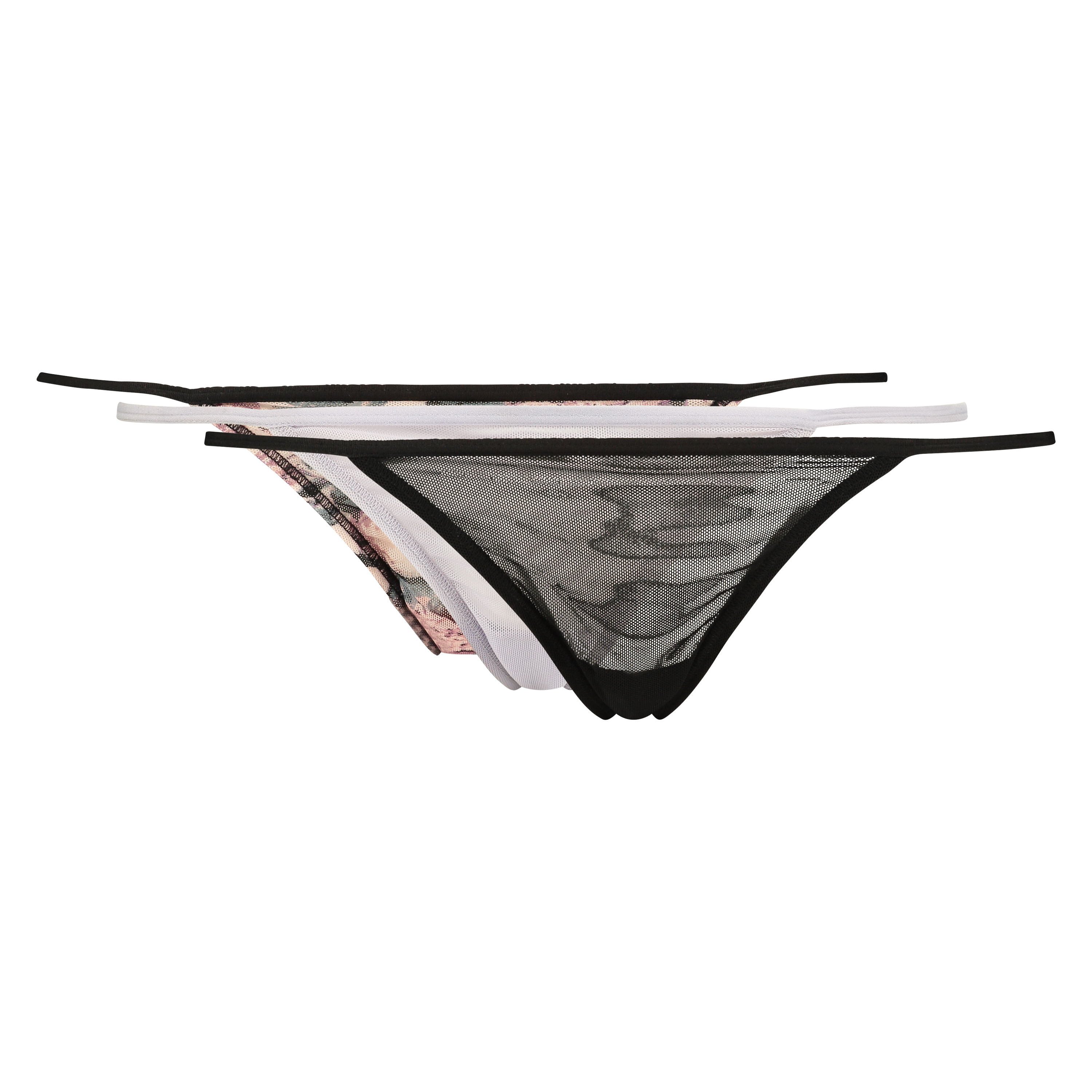 3-pack thongs mesh, Noir, main