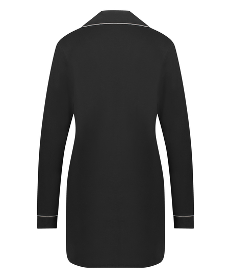 Robe-chemise à manches longues en jersey Essential, Noir
