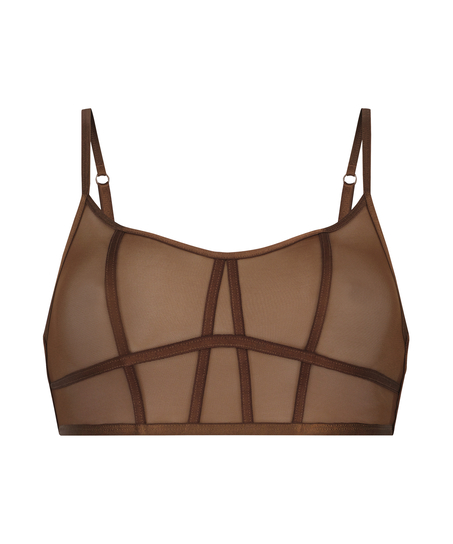 Bralette longline Sexy Mesh, Bruin