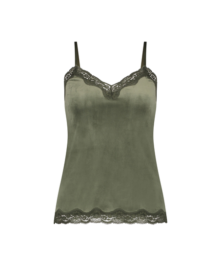 Cami top Velours Lace, Groen