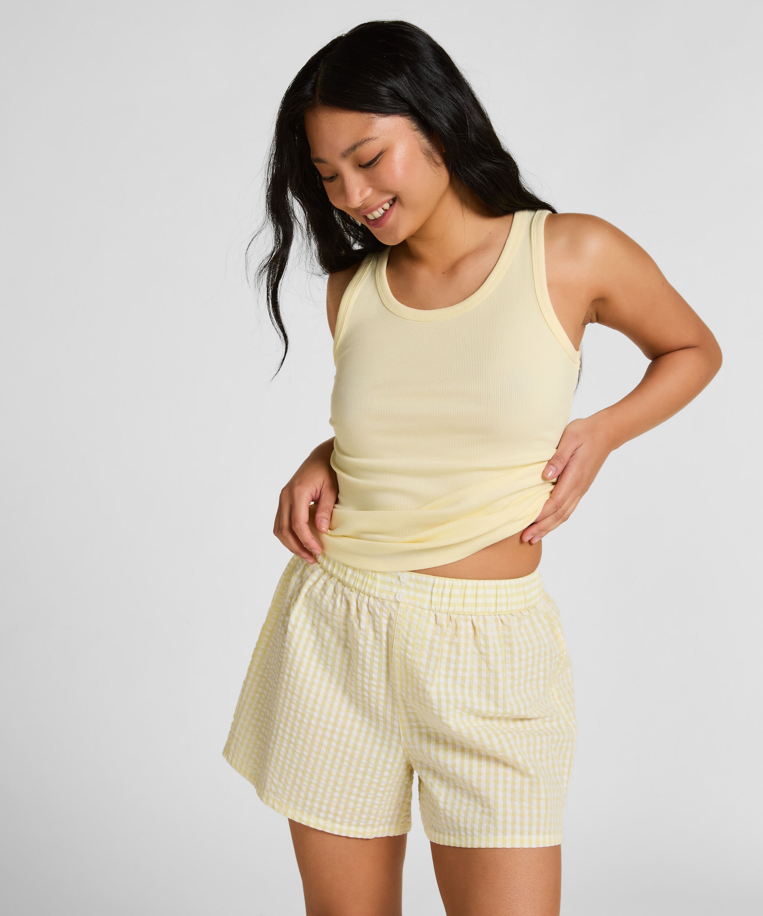 Short de Pyjama Seersucker, Jaune