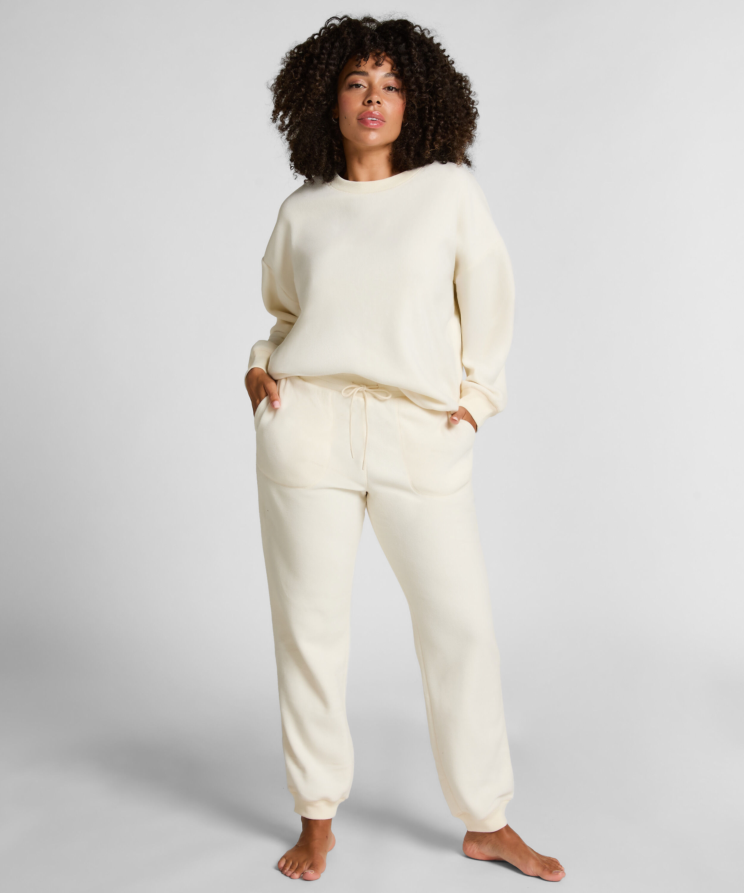 Jogger en polaire sportive, Blanc Jogger en polaire sportive, Blanc