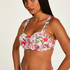 Haut de bikini bandeau pr&eacute;form&eacute; Tropical, Blanc