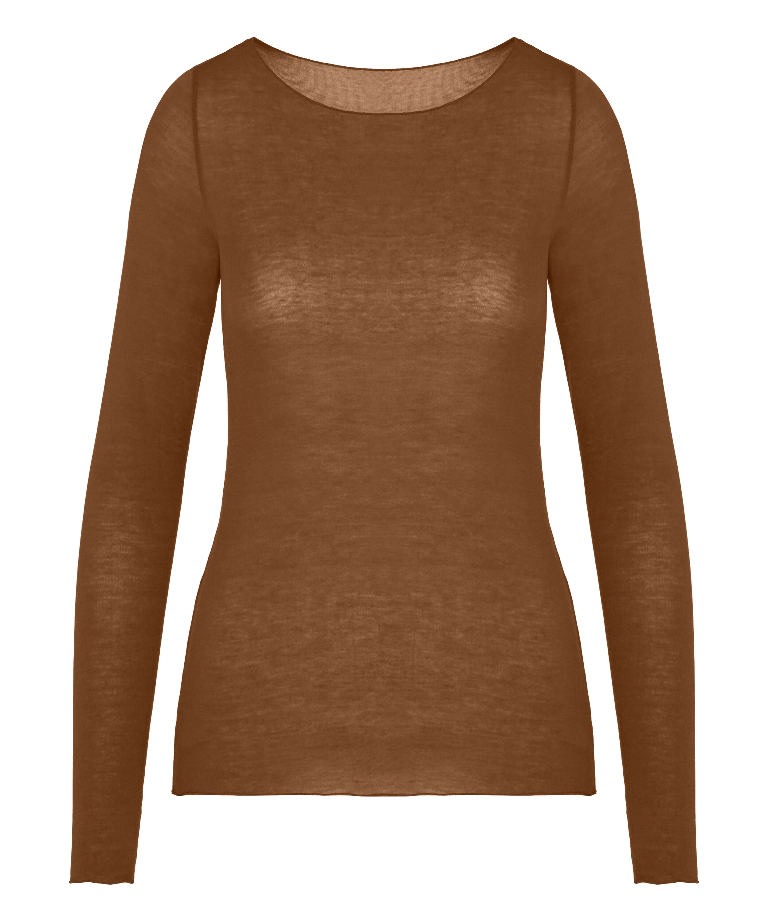 Haut avec cachemire à col bateau super soft, Brun Haut avec cachemire à col bateau super soft, Brun