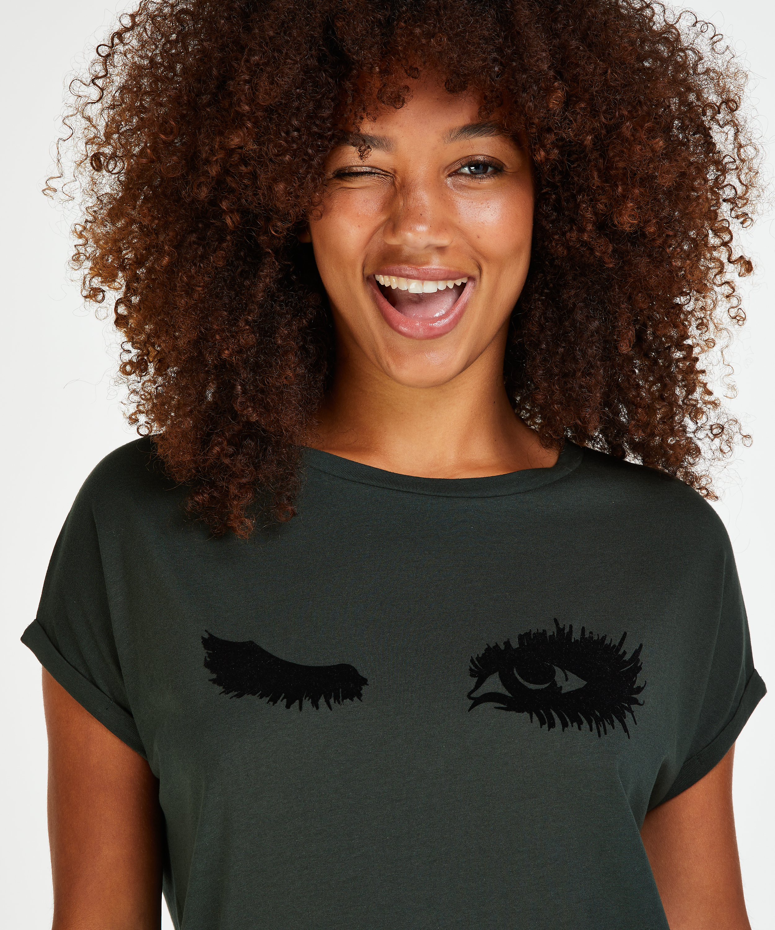 Nachthemd ronde hals, Groen, main