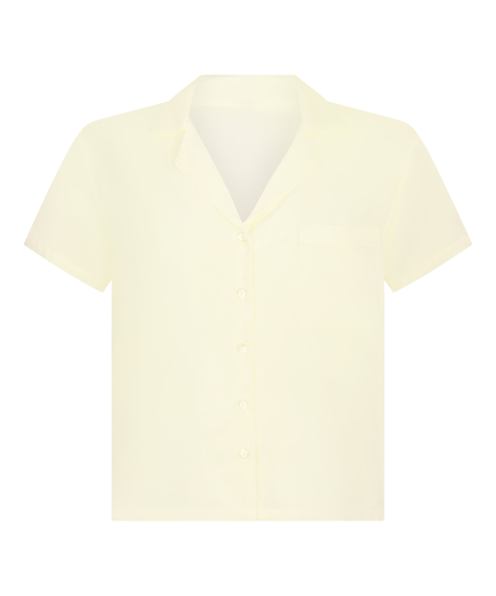 Veste &agrave; manches courtes en satin, Jaune