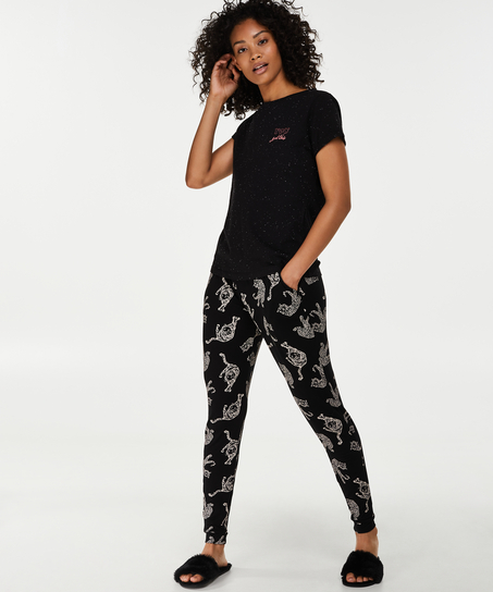 Pyjamabroek Jersey loose fit, Zwart