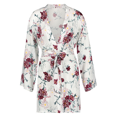 Kimono woven blossom, Wit