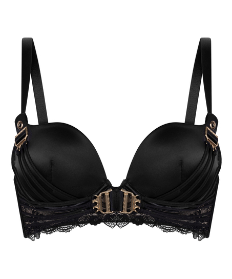 Soutien-gorge &agrave; armatures longline push-up pr&eacute;form&eacute; Avela, Noir