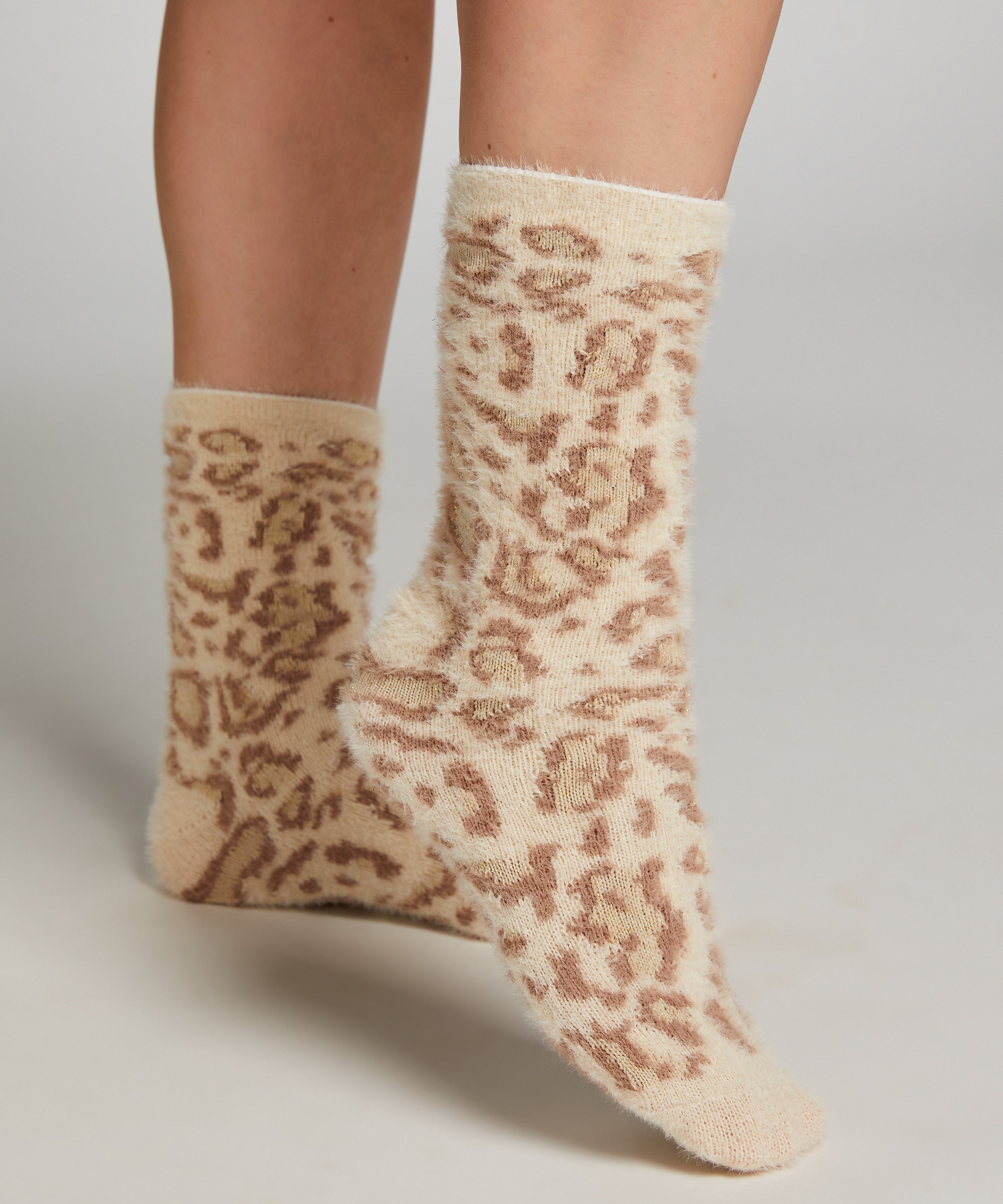 Chaussettes Duveteuses, Beige, main
