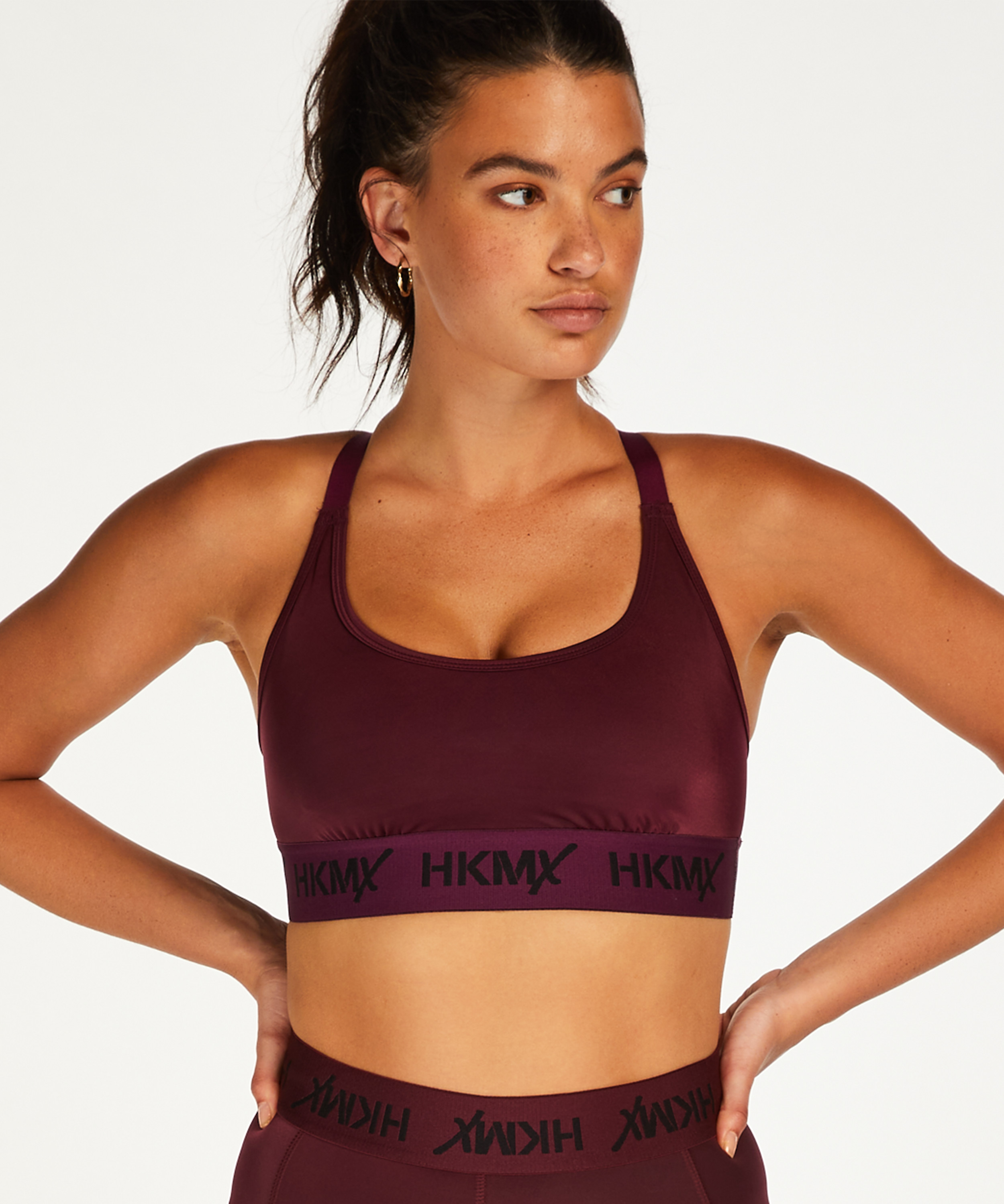 HKMX sport bh The Crop Logo Level 1, Paars, main