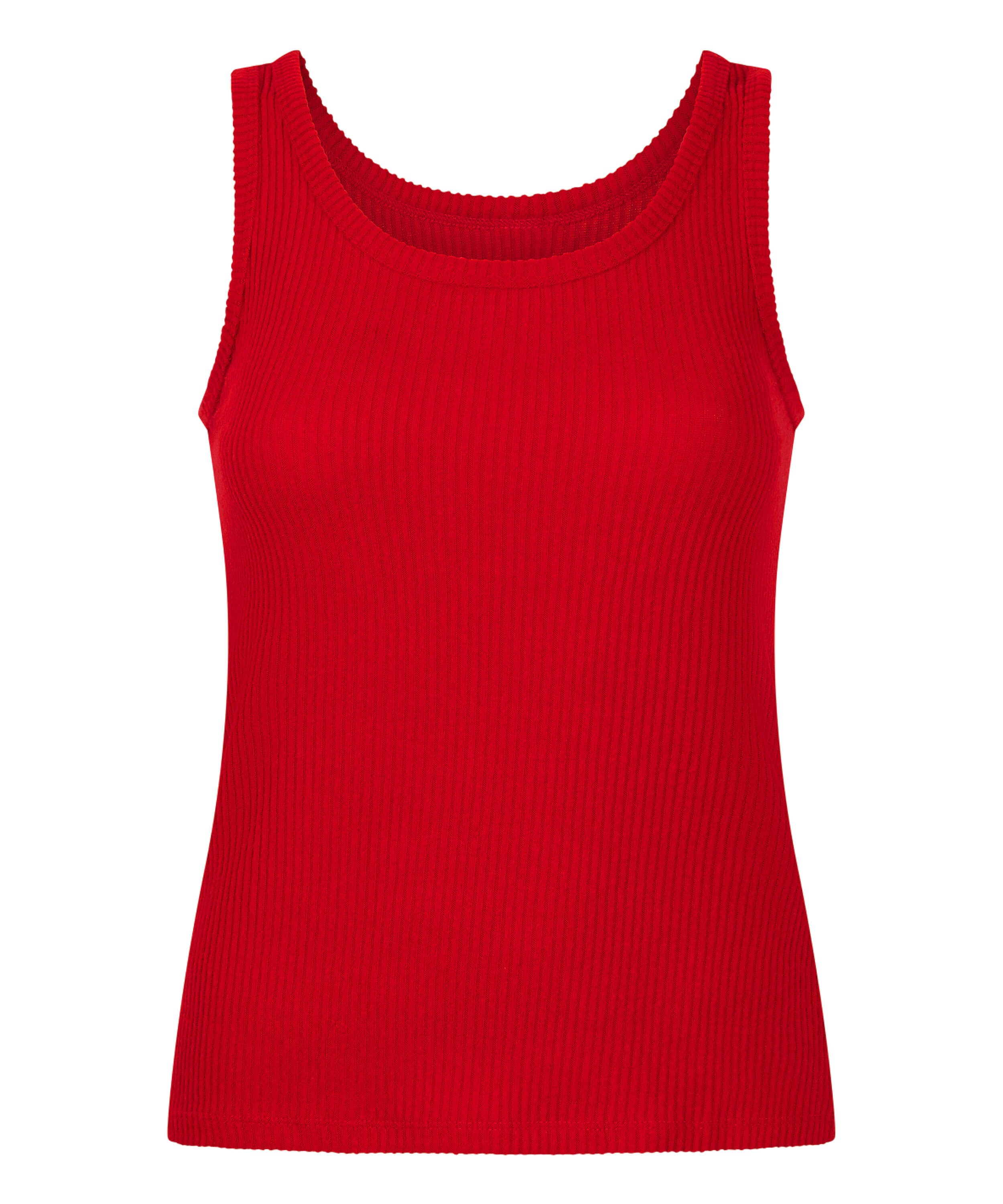 Geribde singlet van geborstelde jersey, Rood
