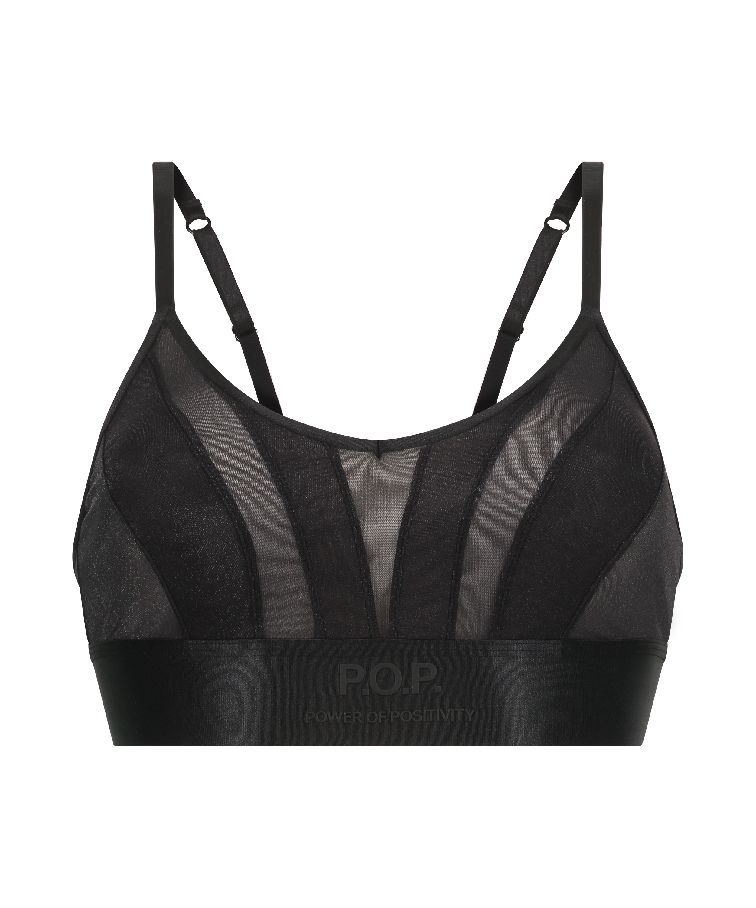 Mesh bralette Glossy, Zwart, main