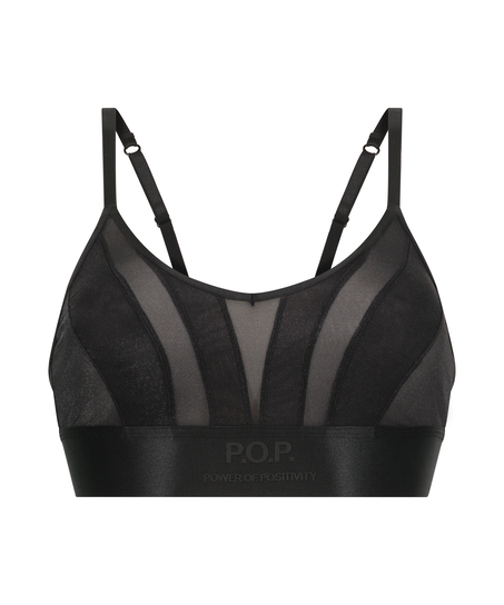 Mesh bralette Glossy, Zwart