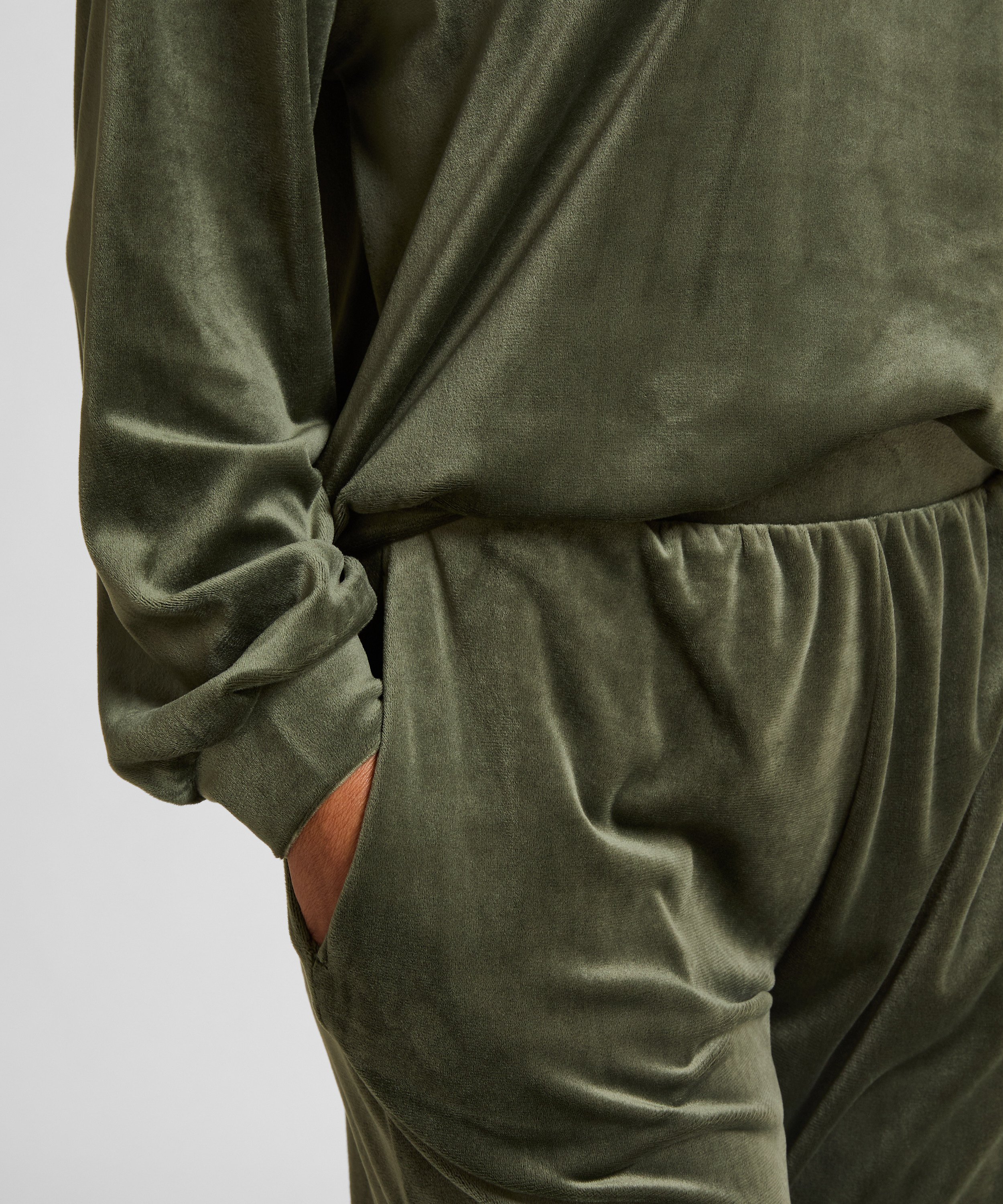 Velours pyjamabroek, Groen, main
