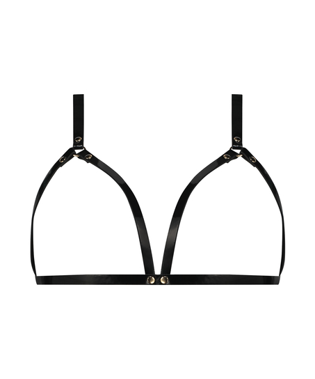 Brassière en faux cuir, Noir
