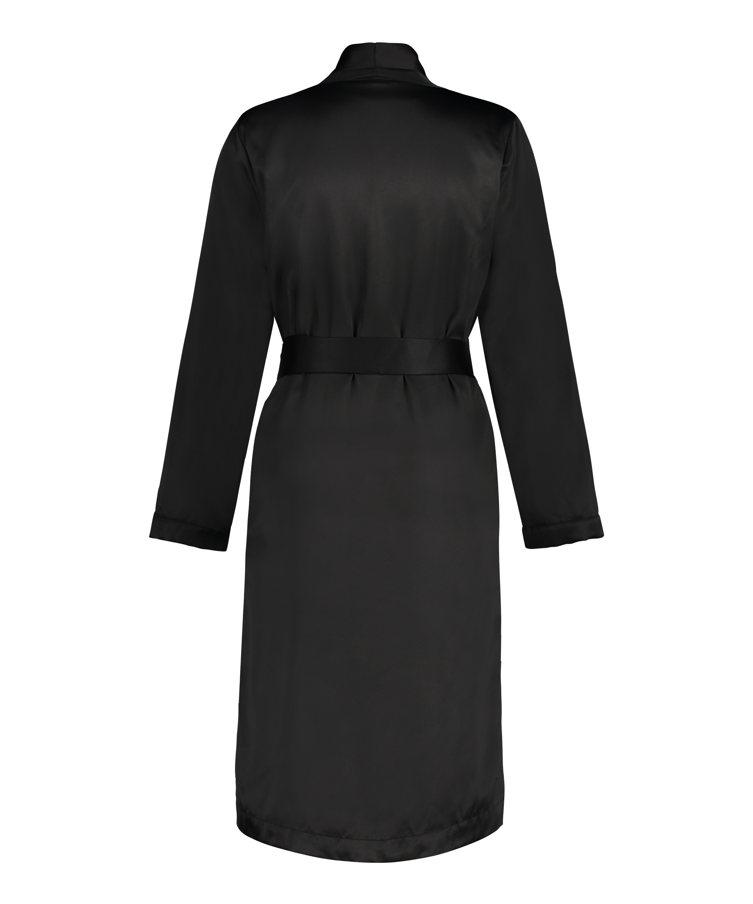 Badjas Satin Fleece, Zwart, main