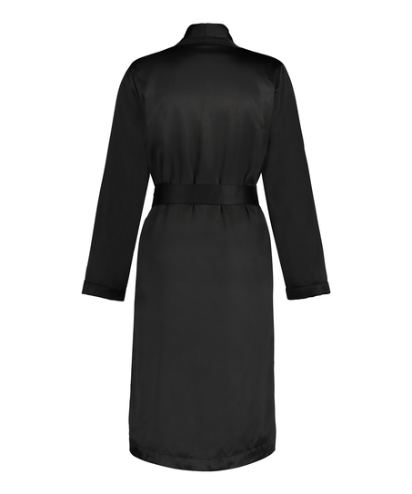 Badjas Satin Fleece, Zwart