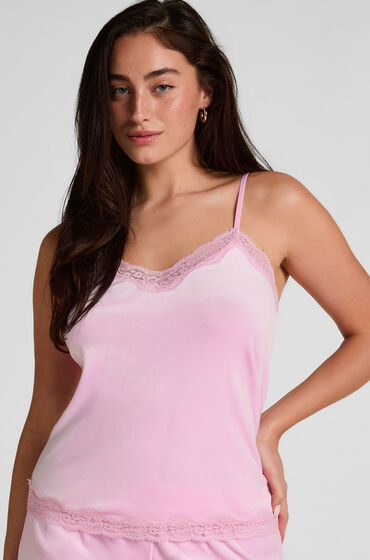Hunkemöller Cami Top Velours Lace Roze