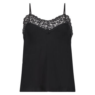 Cami top A-line jersey, Zwart