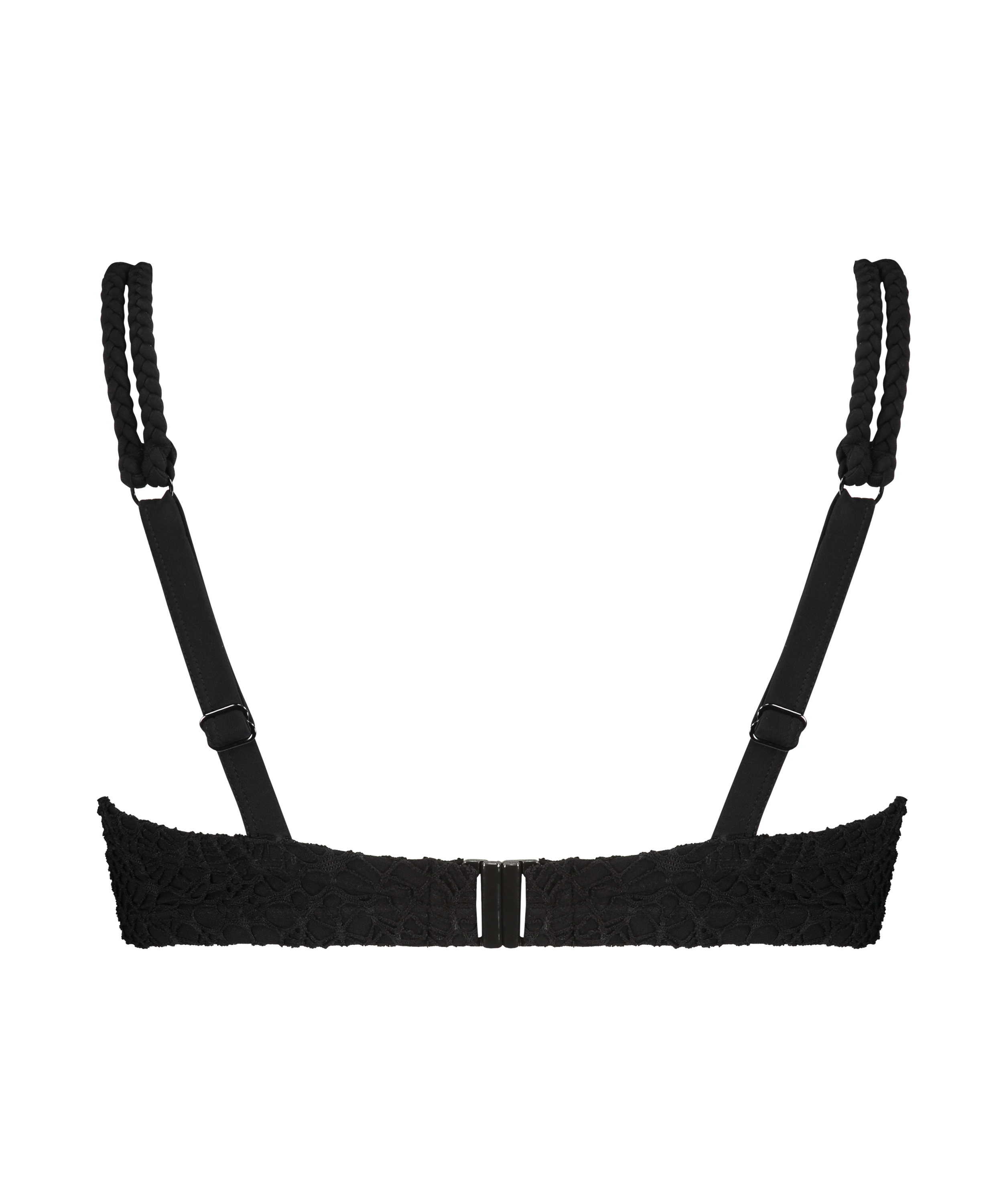 Voorgevormde beugel bikinitop Crochet Lurex, Zwart, main