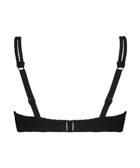 Voorgevormde beugel bikinitop Crochet Lurex, Zwart