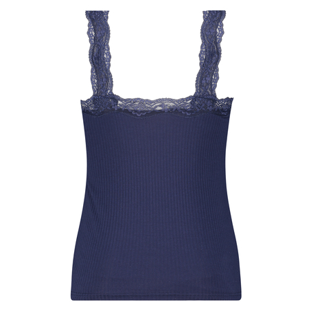 Top Rib Cami lace, Blauw