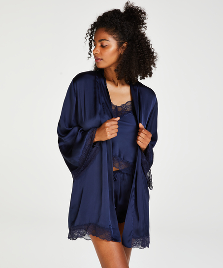 Petite Kimono satin meili, Blauw