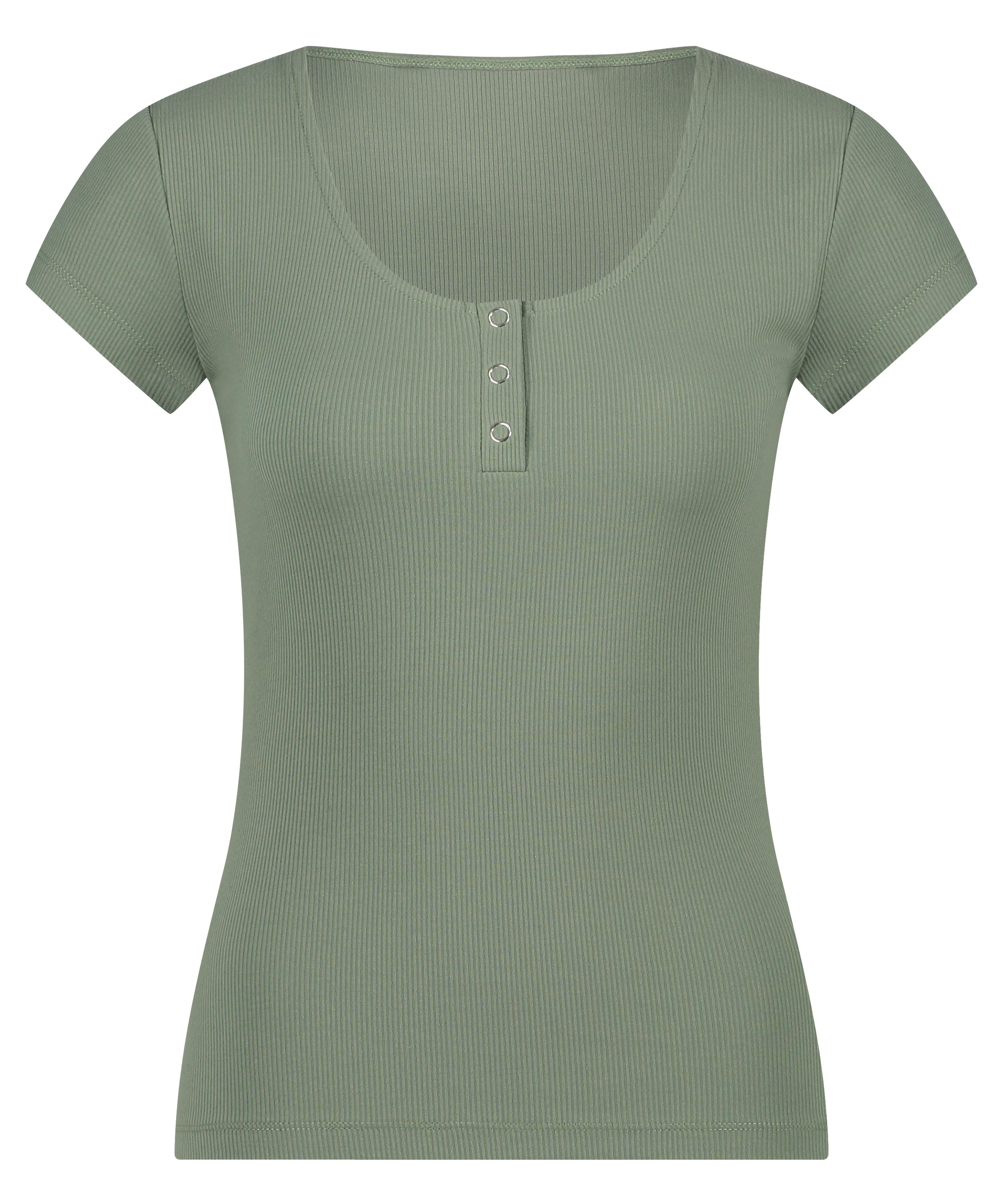 Haut de pyjama manches courtes Henley, Vert, main