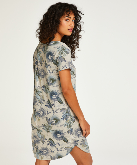 Chemise de nuit &agrave; manches courtes Jersey, Beige