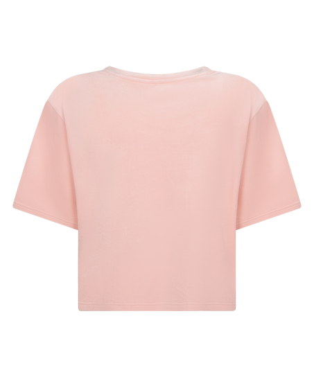 Top Velours Pocket, Roze