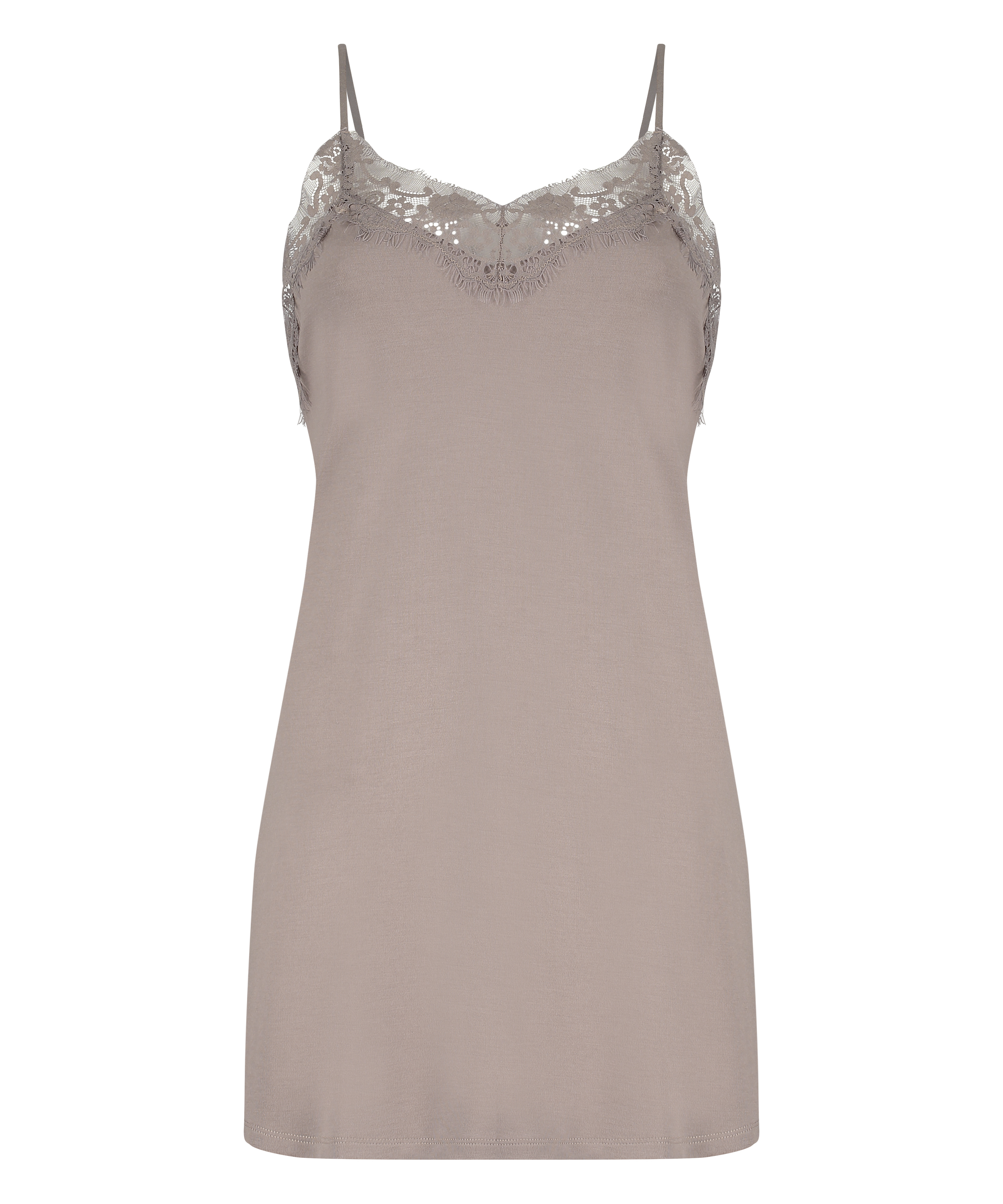 Slipdress Modal Lace, Bruin, main