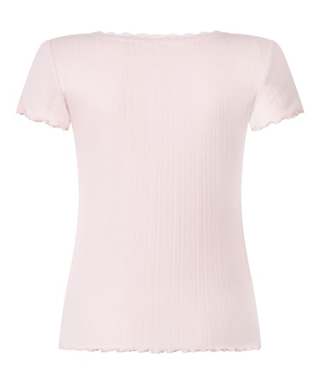Pointelle top met kant, Roze