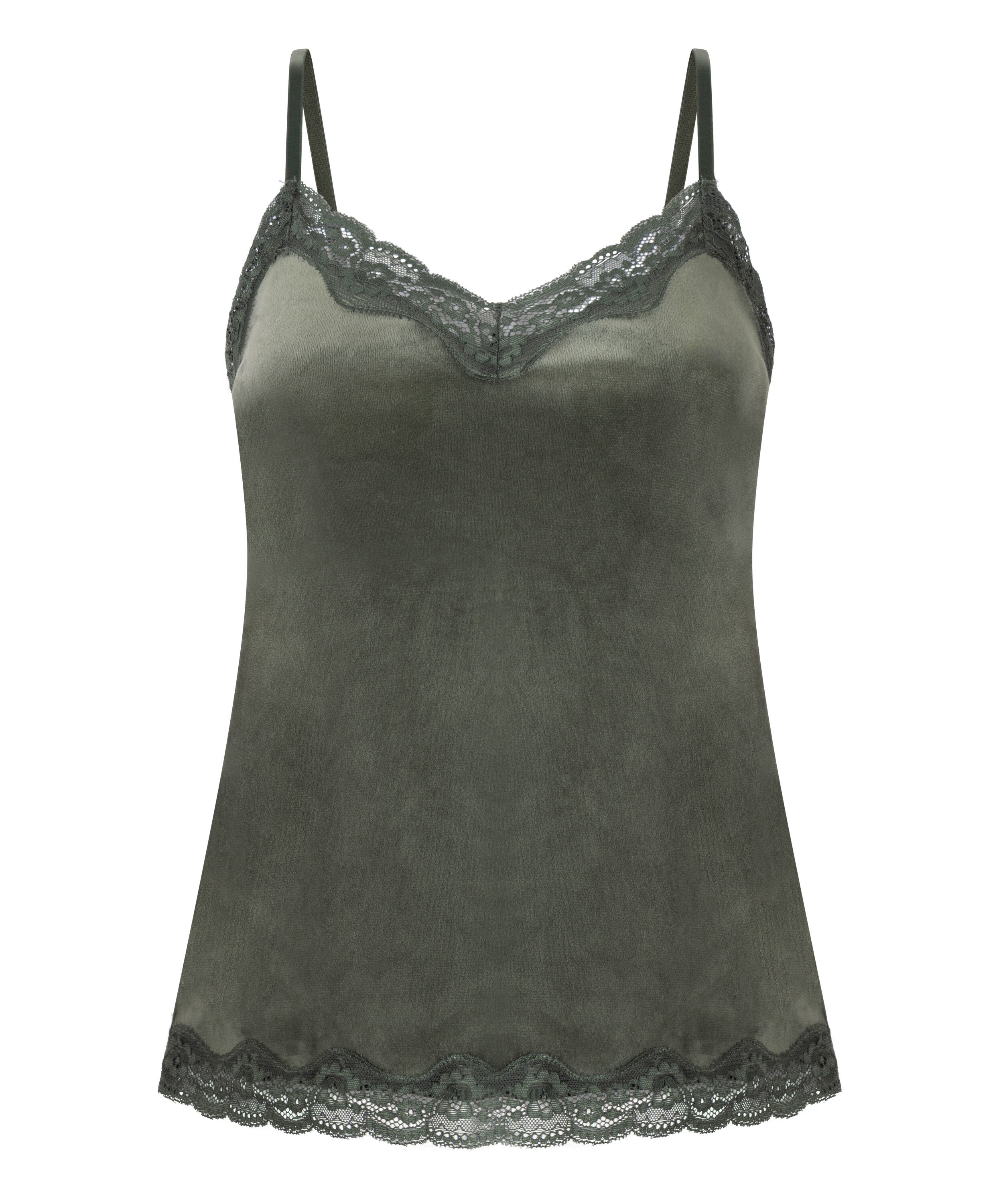 Cami top Velours Lace, Groen