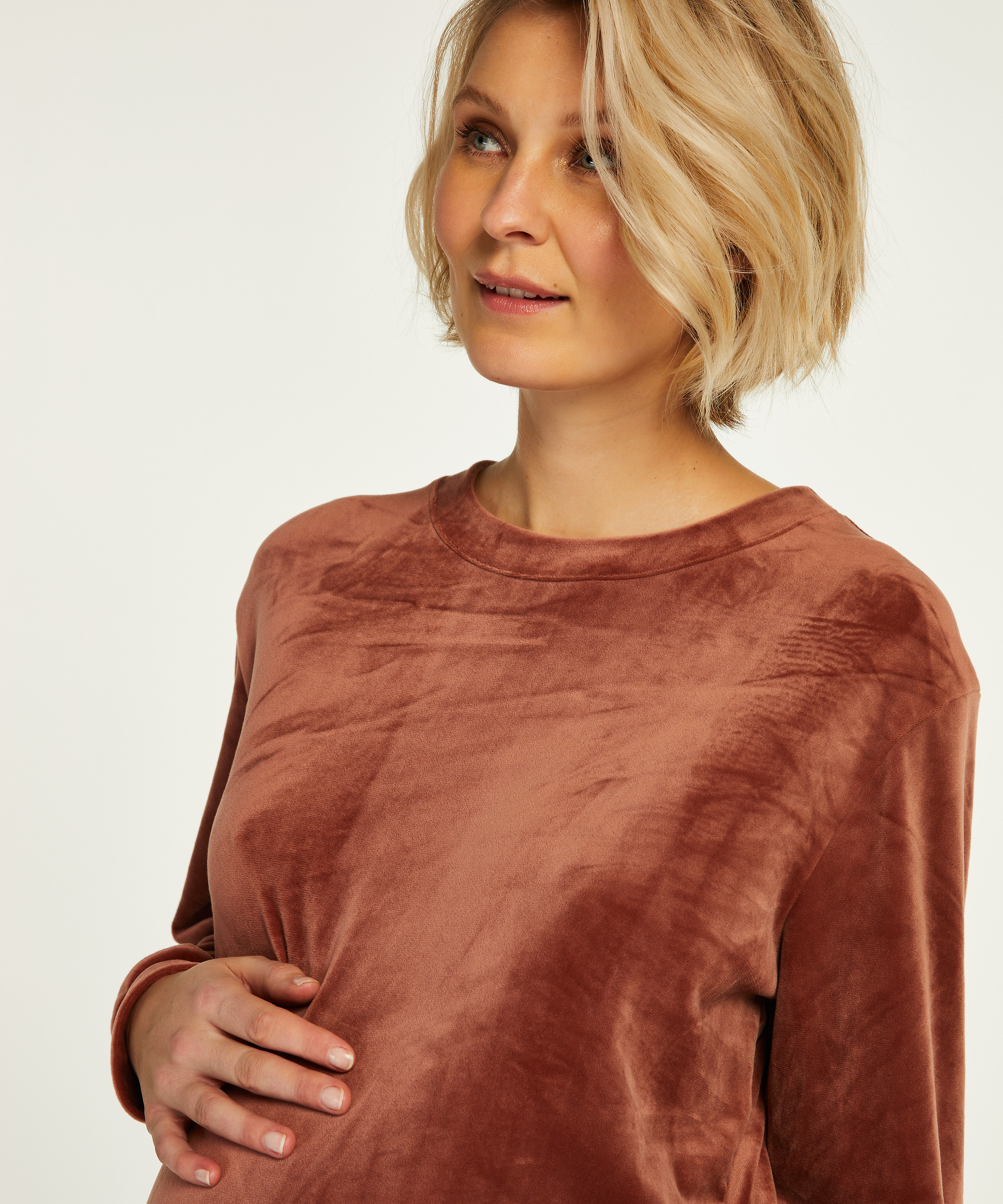 Top de grossesse en velours, Rose, main