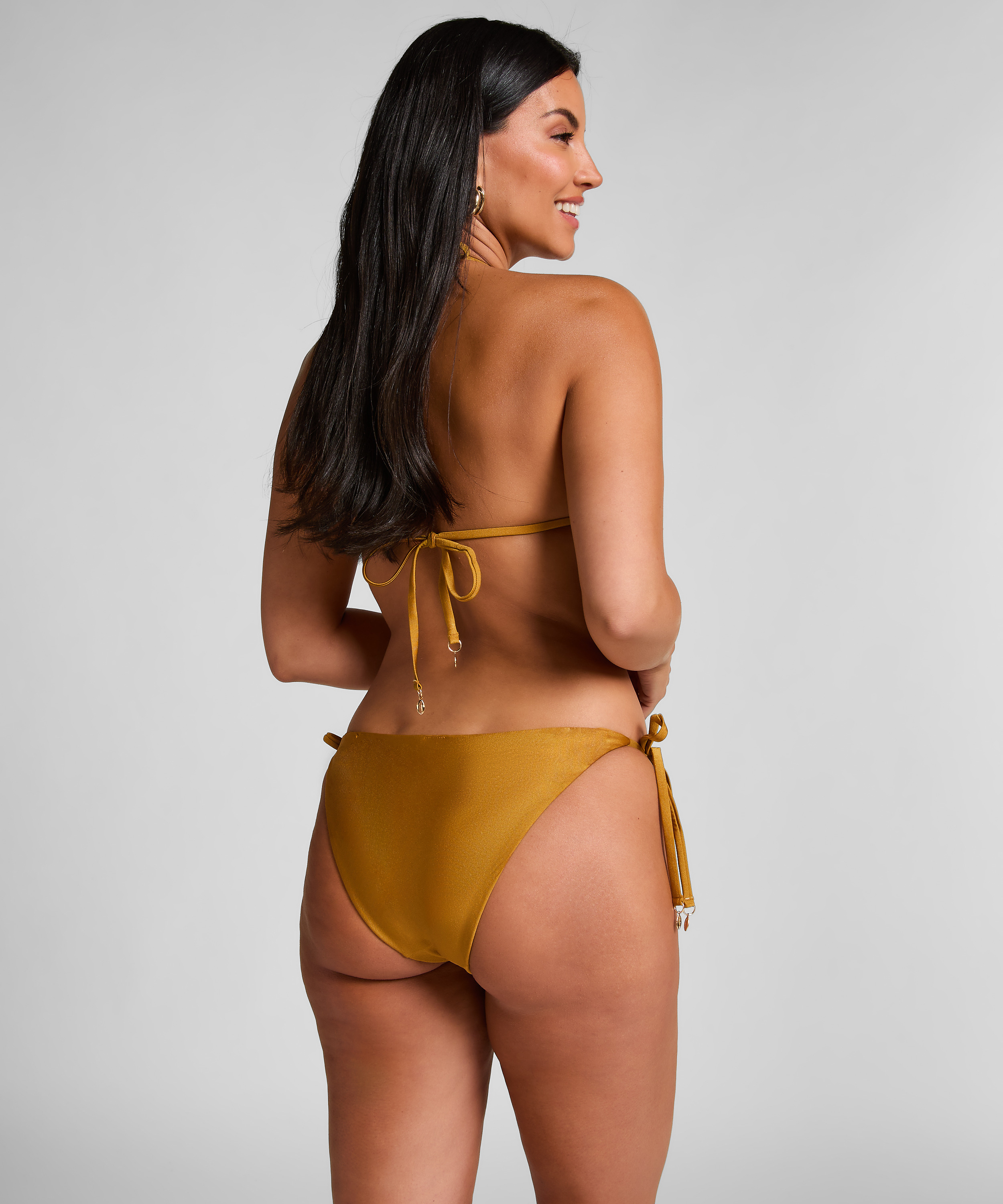 Haut de bikini triangle Boho, Jaune, main