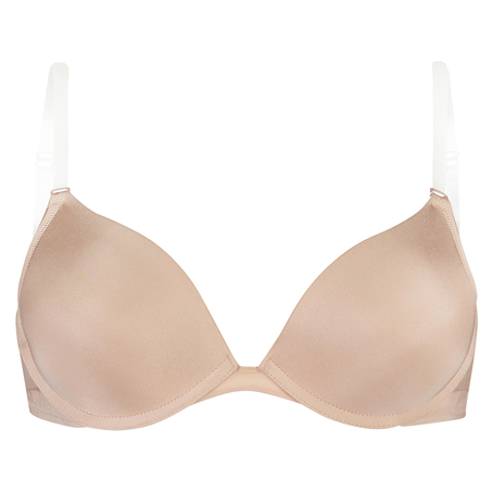Soutien-gorge à armatures préformé push-up sans bretelles Transparent Back, Beige