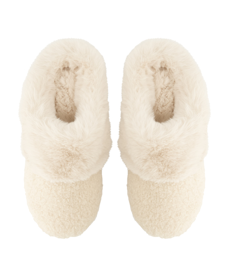Pantoufles mules Teddy, Blanc