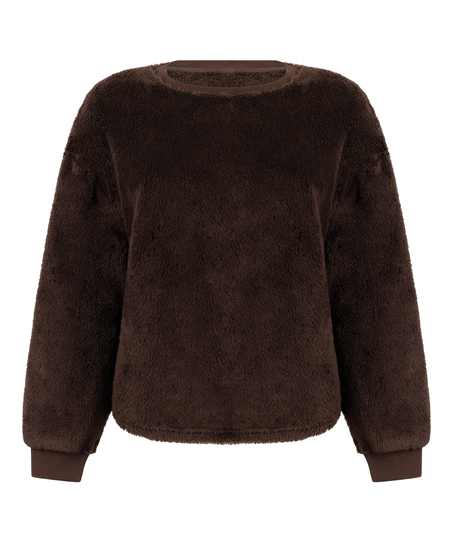Top à manches longues Fluffy Fleece, Brun
