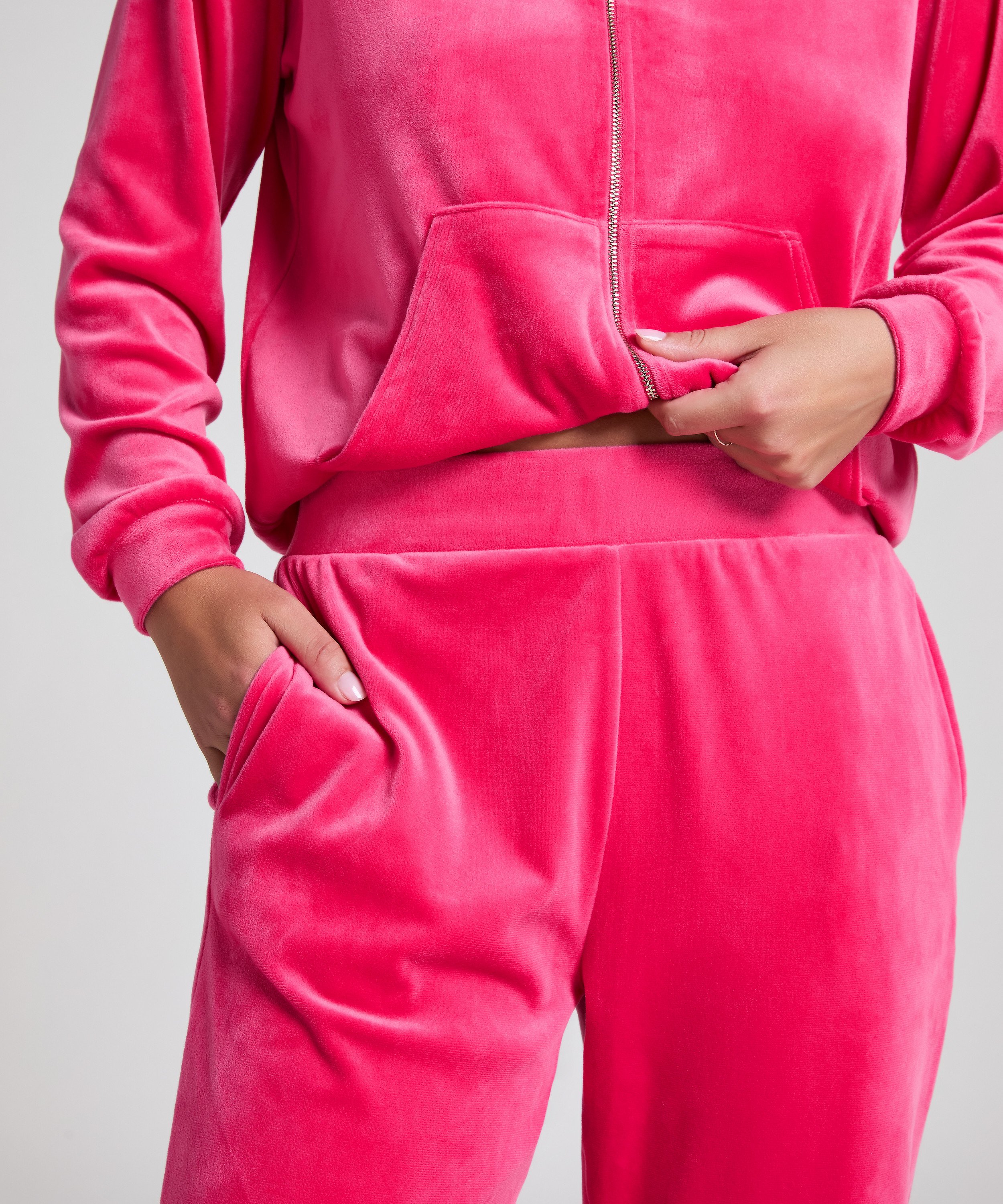 Velours pyjamabroek, Roze, main