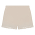 Short en velours &agrave; dentelle, Beige