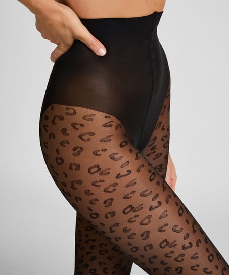 Collants 15 Deniers L&eacute;opard, Noir
