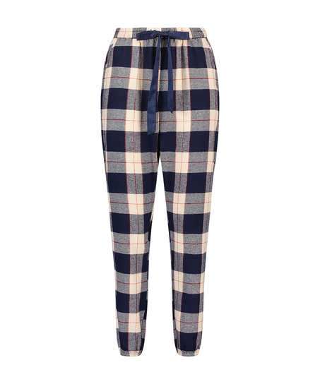 Pyjamabroek Twill Check Cuff, Blauw
