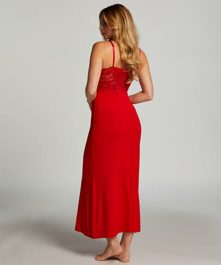 Slipdress Nora Lace Long, Rood