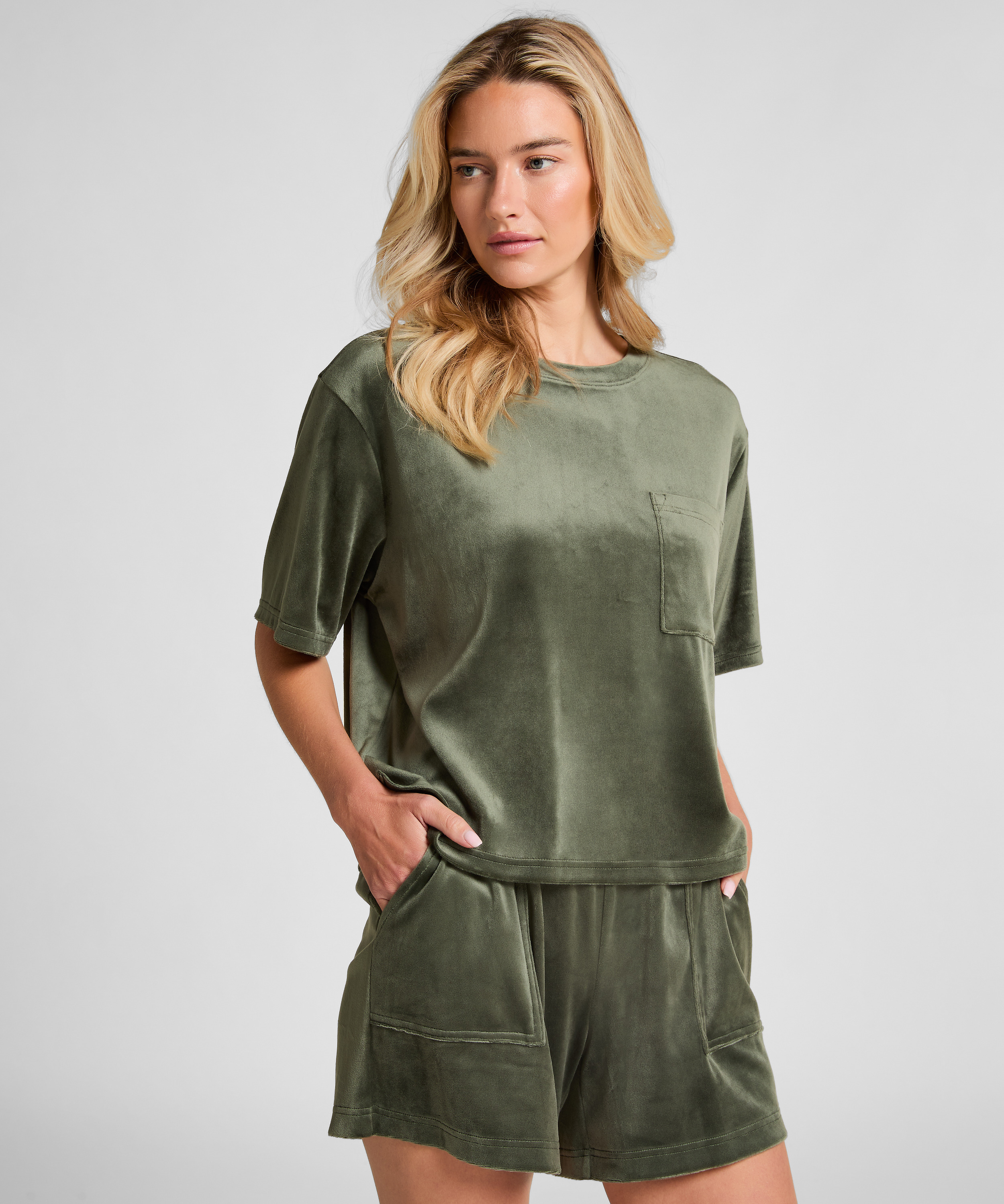 Top Velours Pocket, Groen, main