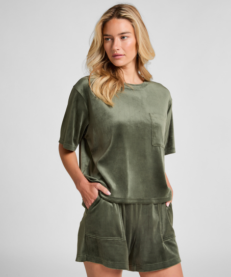 Top Velours Pocket, Groen